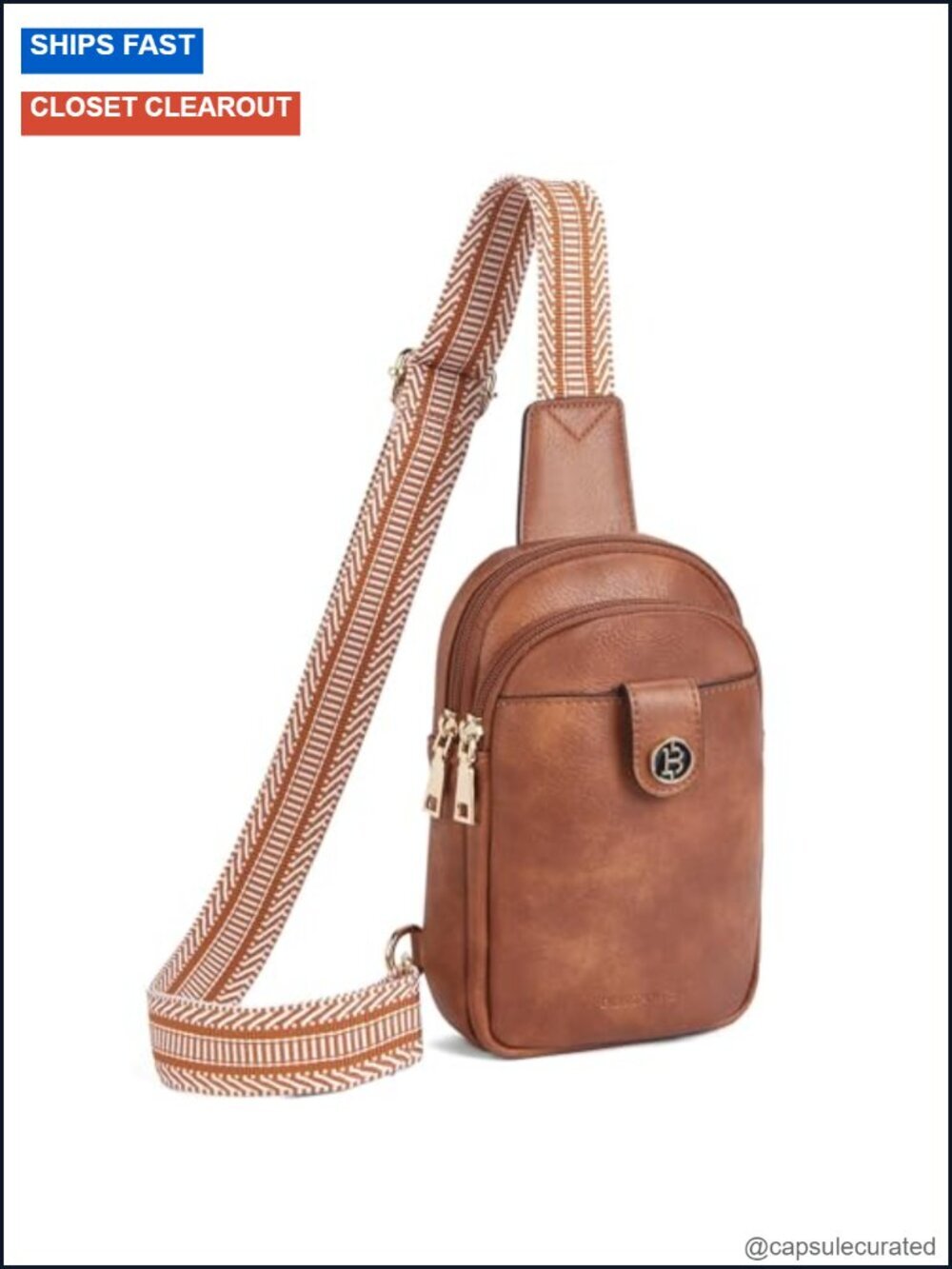 Faux Leather Sling Crossbody Bag with Adjustable Strap, Multi Pockets for Travel